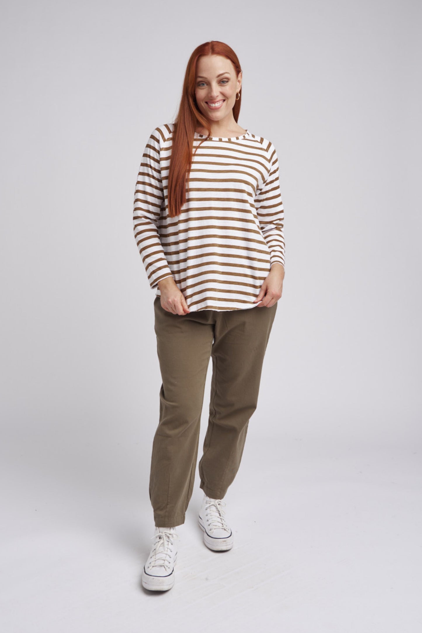 Raglan Stripe Tee - Wood/White