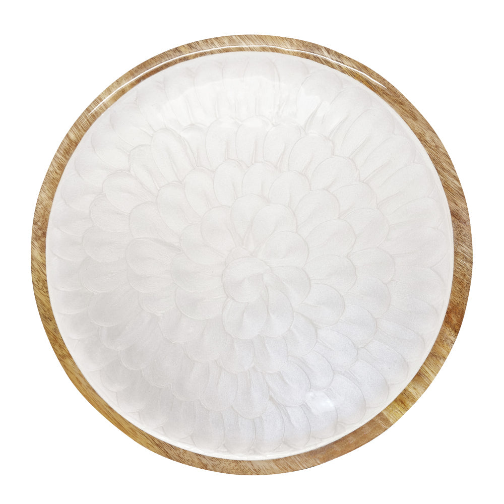 Como Footed Serving Plate - Pearl Natural