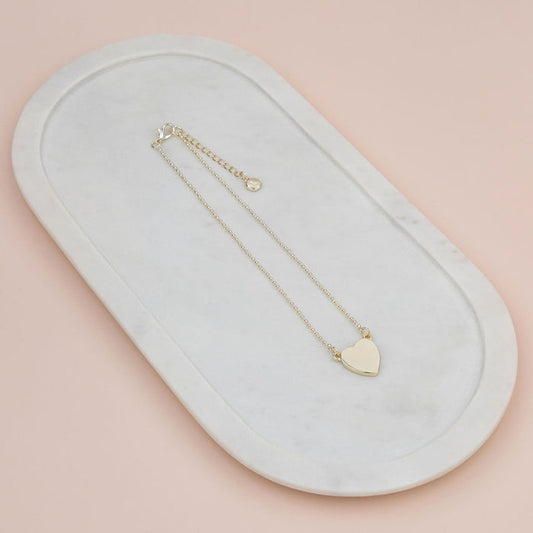 Short Gold Solid Heart Necklace