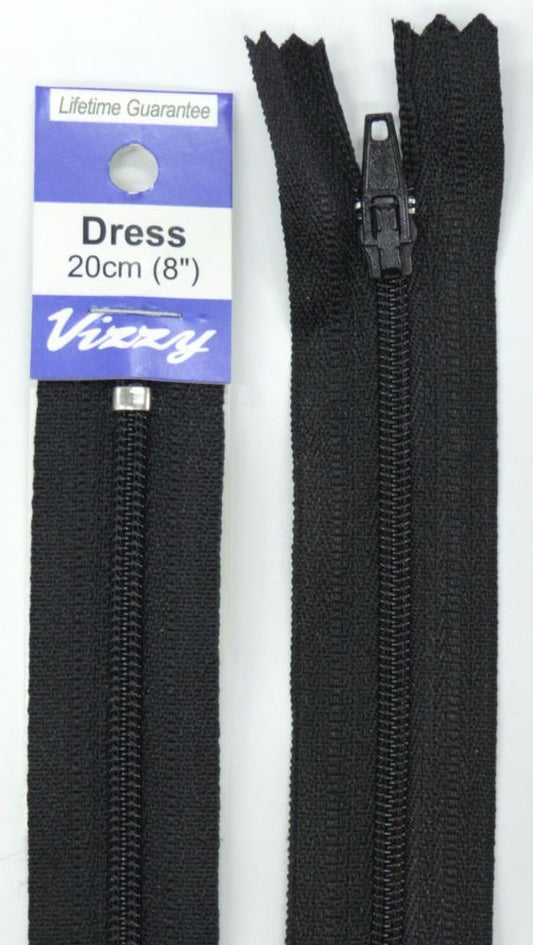 20cm Black Zipper