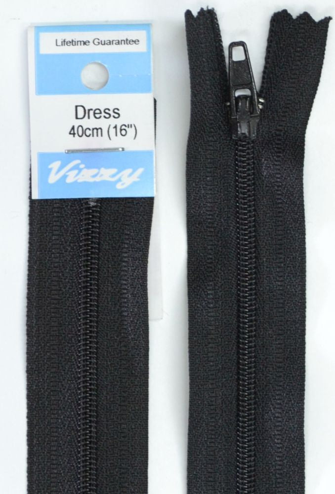 40cm Black Zipper