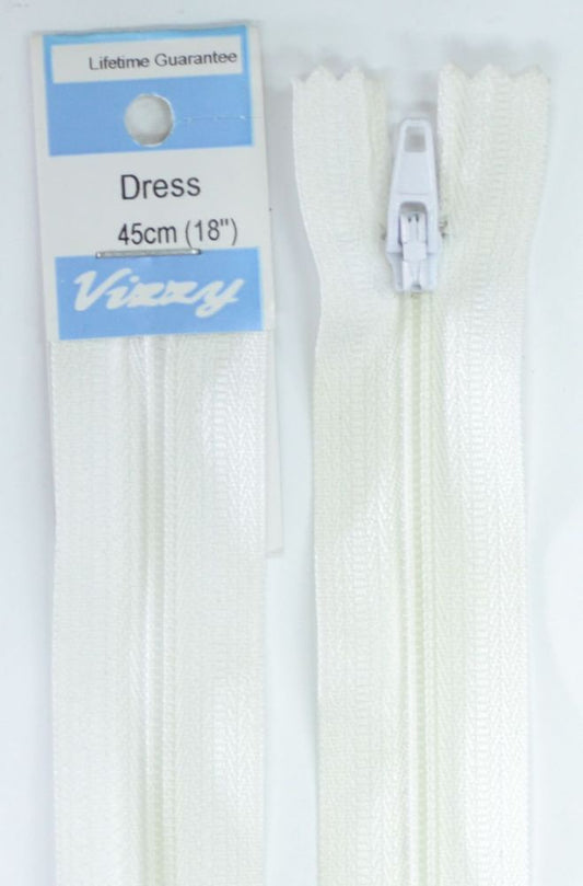 45cm White Zipper