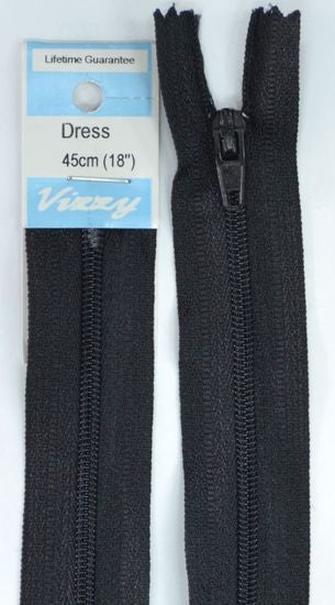 45cm Black Zipper