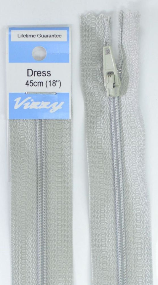 45cm Silver Zipper