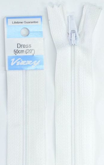 50cm White Zipper