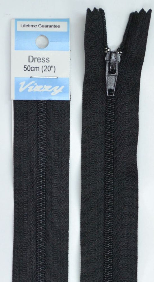 50cm Black Zipper