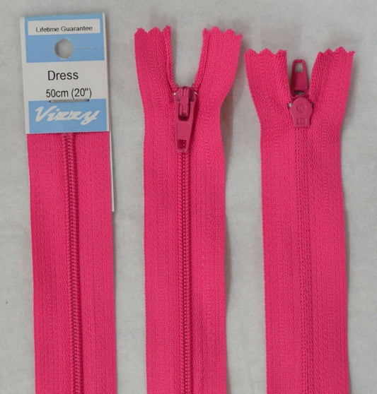 50cm Hot Pink Zipper