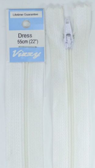 55cm White Zipper