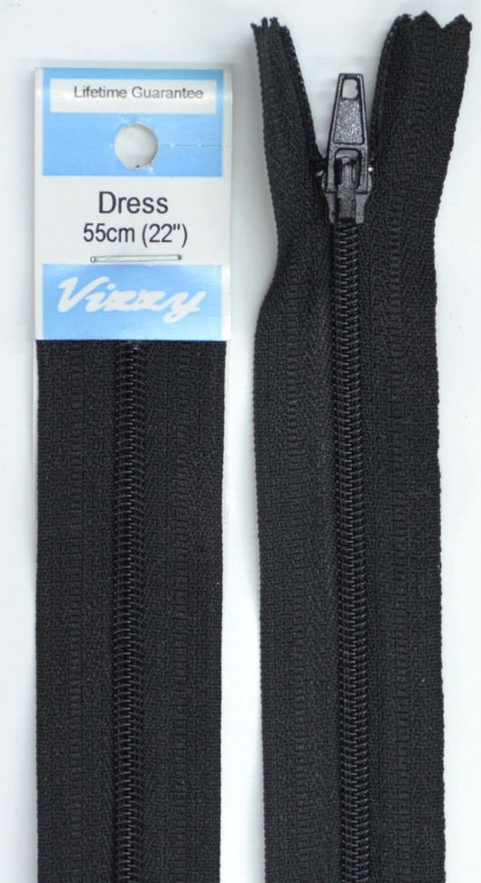 55cm Black Zipper