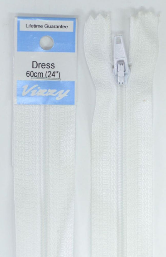 60cm White Zipper