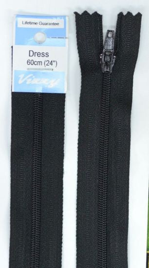 60cm Black Zipper