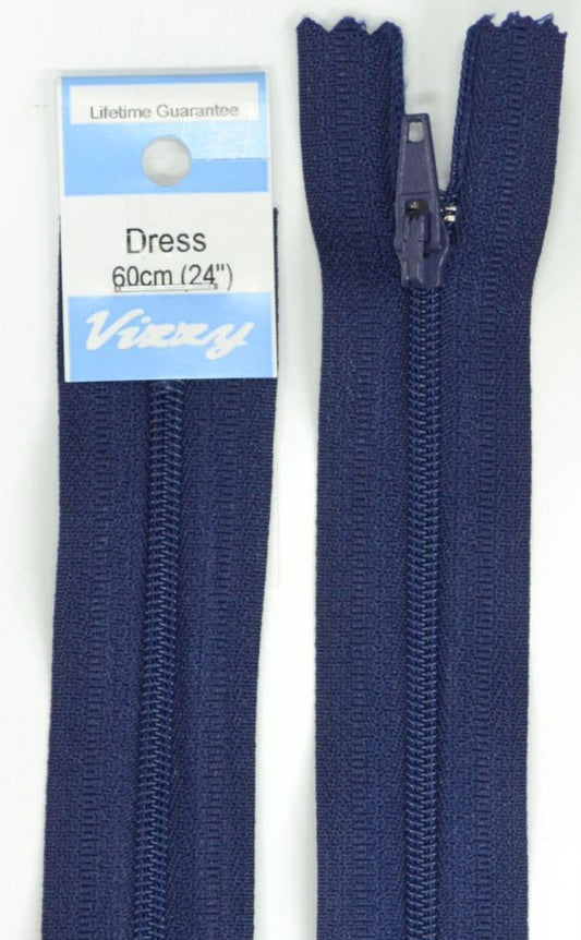 60cm Navy Zipper