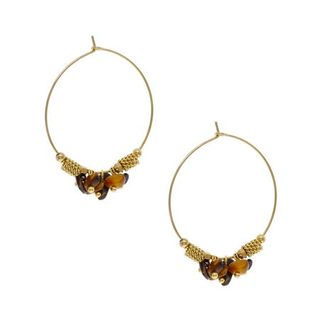 Stone Bead Hoop Earrings