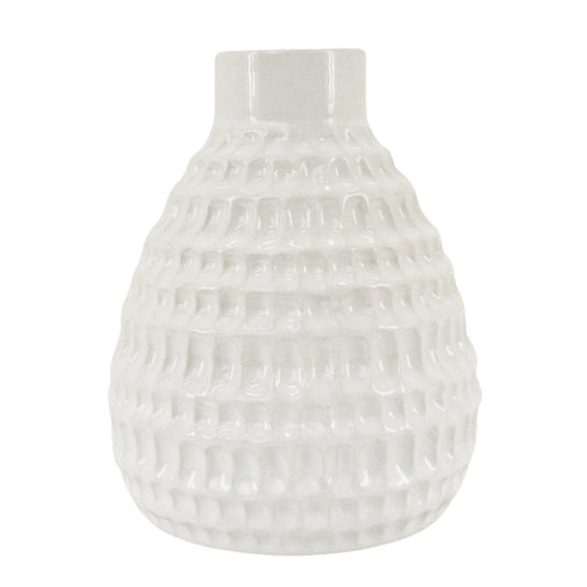 Dimple Vase White