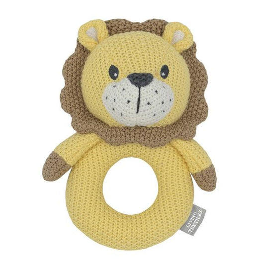 Knitted Ring Rattle - Leo The Lion