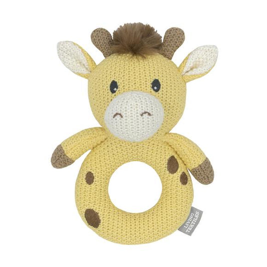 Knitted Ring Rattle - Noah The Giraffe