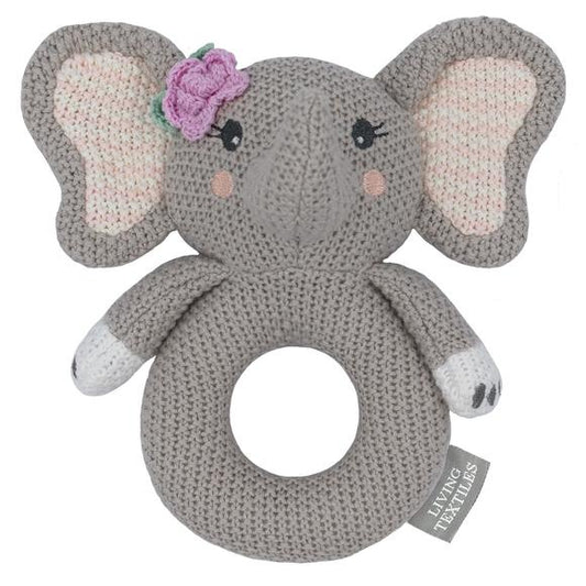 Knitted Ring Rattle - Ella The Elephant