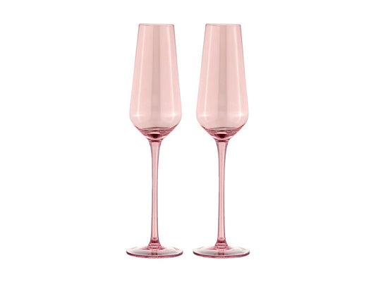 Glamour Flute 230ML Set of 2 Pink Gift Boxed